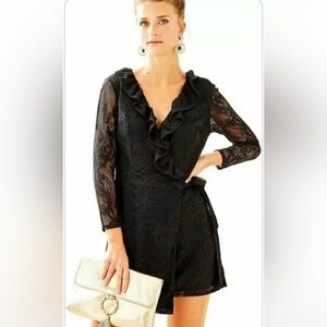 Lilly Pulitzer Tiki Lace Wrap Romper Black Size M